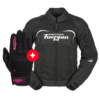 Giacche moto Furygan Cyane Vented Black White + Jet Lady D3O Black Pink