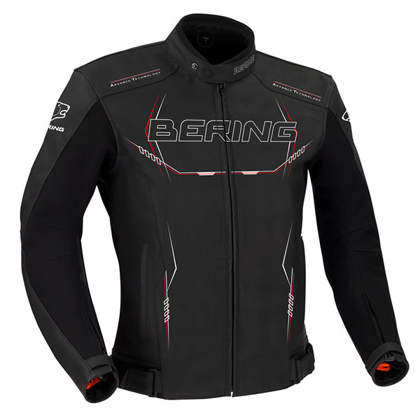 Giacche moto Bering Forcio Pelle Nero Bianco Rosso