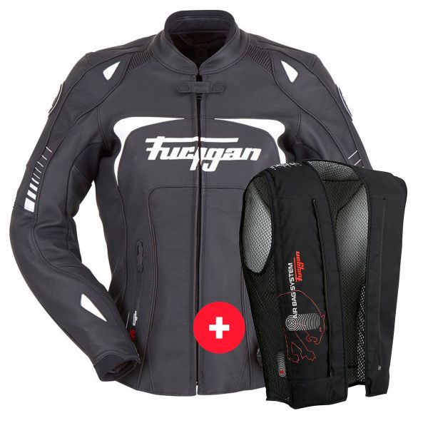 Giacche moto Furygan Ginger Black White + Fury Air Bag System