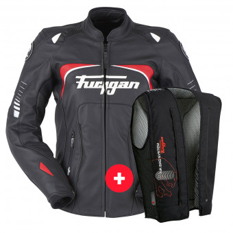 Giacche moto Furygan Ginger Black White Red + Fury Air Bag System