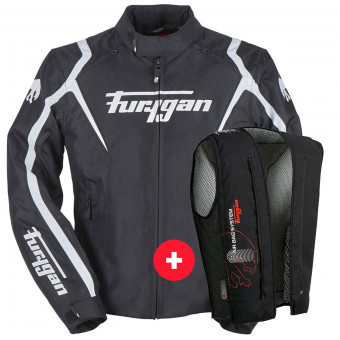 Giacche moto Furygan Irus Nero Bianco + Fury Air Bag System