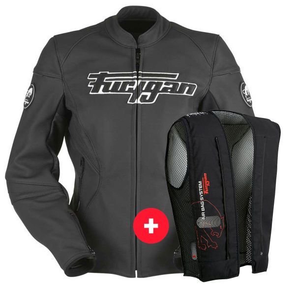 Giacche moto Furygan Kali Black White + Fury Air Bag System