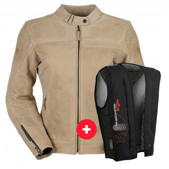 Giacche moto Furygan Kristen Vented Beige + Fury Air Bag System