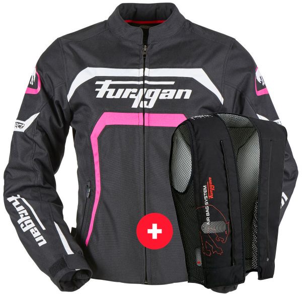 Giacche moto Furygan Mystic Lady Black Pink + Fury Air Bag System