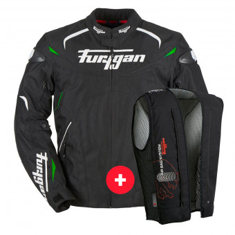 Giacche moto Furygan Narval Black White Green + Fury Air Bag System