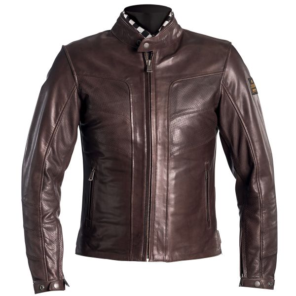 Giacche moto Helstons River Leather Perforated Brown