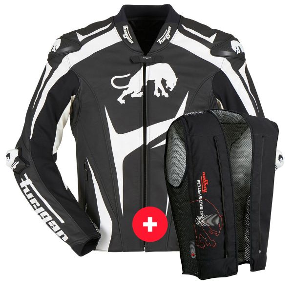 Giacche moto Furygan RS-R Black White + Fury Air Bag System
