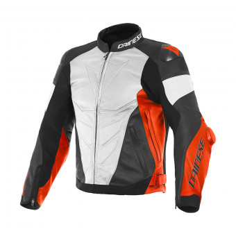 Giacche moto Dainese Super Race Perf white Fluo Red Matt Black