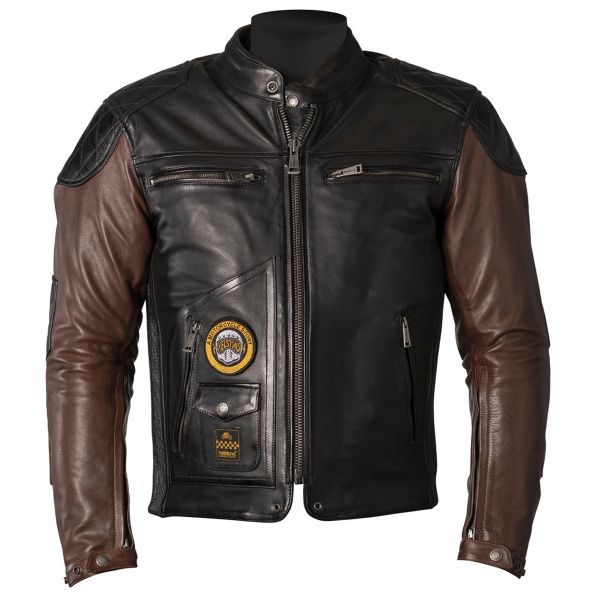 Giacche moto Helstons Tracker Leather Black Camel Giacche moto Helstons Tracker Leather Black Camel