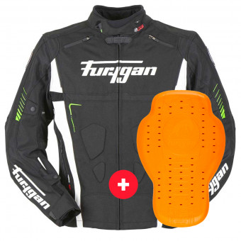 Giacche moto Furygan Vortex Black White Green + Paraschiena D3O Viper Livello 2