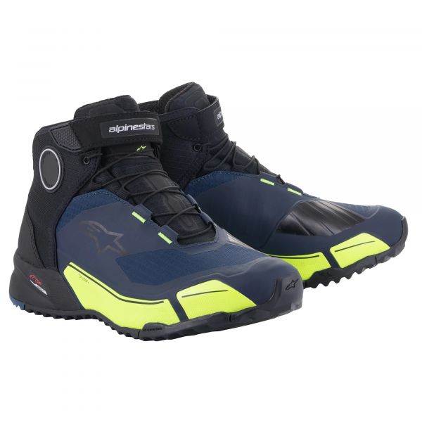 Sneakers Moto Alpinestars CR-X Drystar Nero Blu Scuro Giallo Fluo