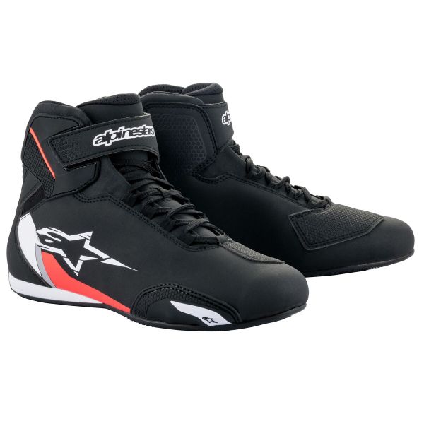 Sneakers Moto Alpinestars Sektor Nero Bianco Rosso Fluo