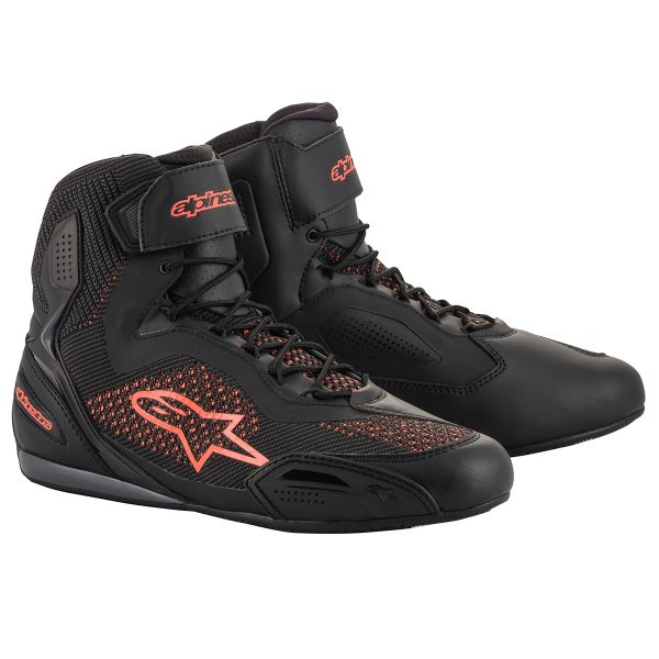 Sneakers Moto Alpinestars Faster 3 Rideknit Black Red Fluo