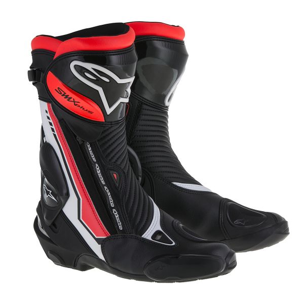 Stivali Moto Alpinestars SMX Plus White Black Red Fluo