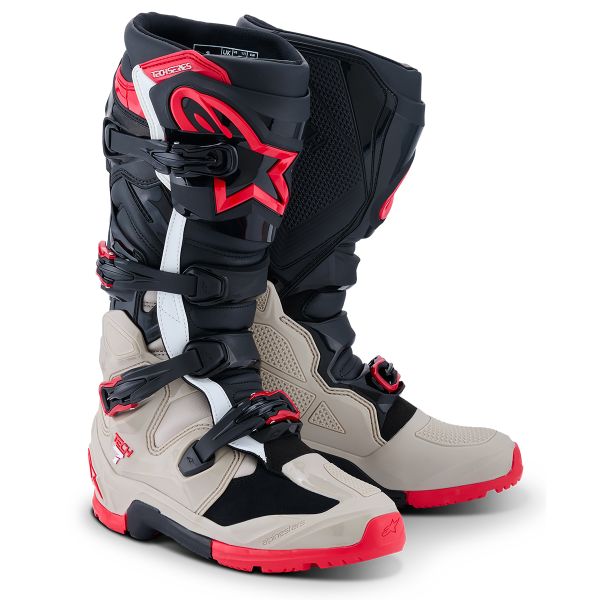 Stivali Moto Alpinestars Tech 7 Enduro Black Light Gray Bright Red