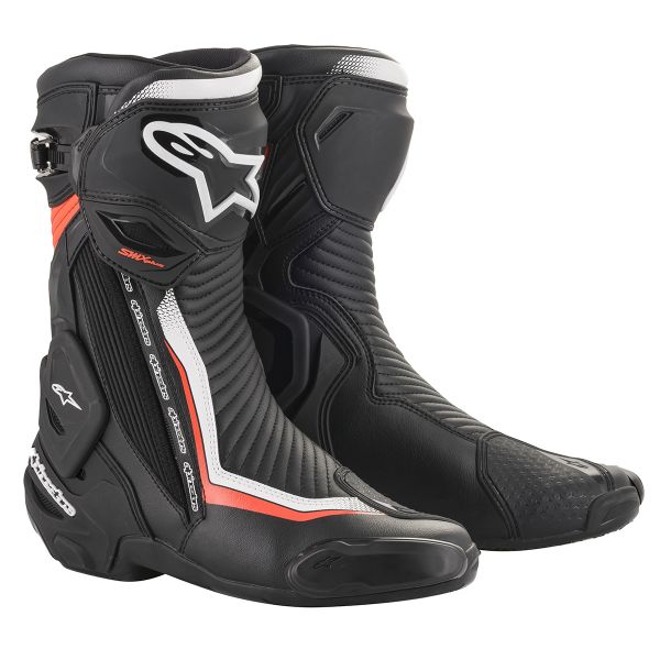 Stivali Moto Alpinestars SMX Plus V2 Nero Bianco Rosso Fluo Stivali Moto Alpinestars SMX Plus V2 Nero Bianco Rosso Fluo