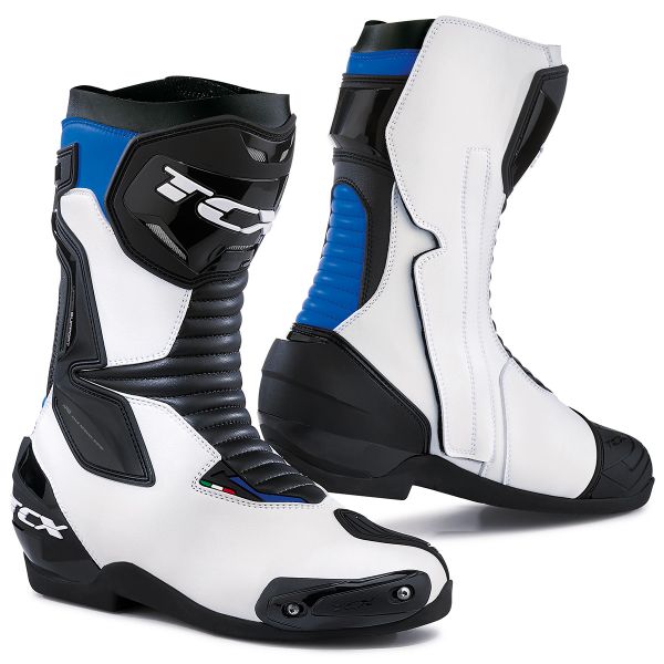 Stivali Moto TCX RT-Race Pro Air Bianco Nero Blu