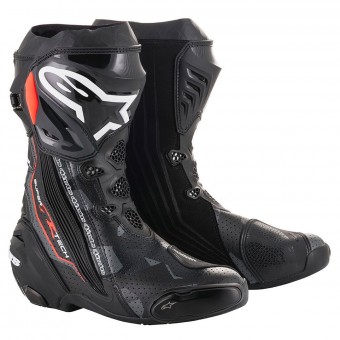Stivali Moto Alpinestars Supertech R Black Dark Grey Red Fluo