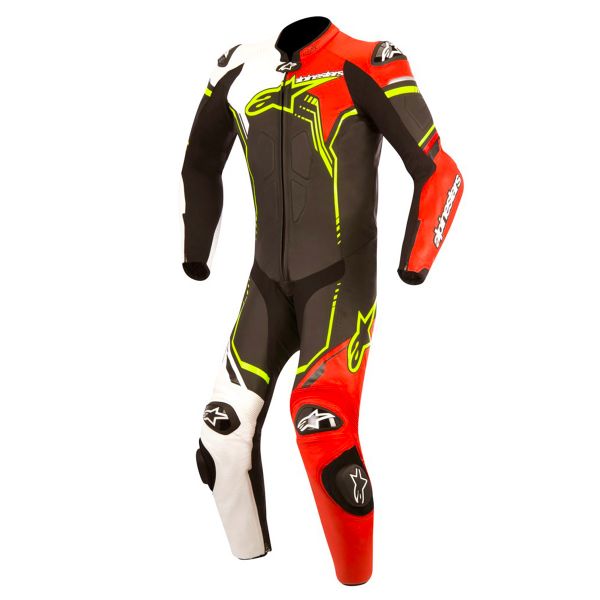 Tute Moto in pelle Alpinestars Young GP Plus Black White Red Fluo Yellow