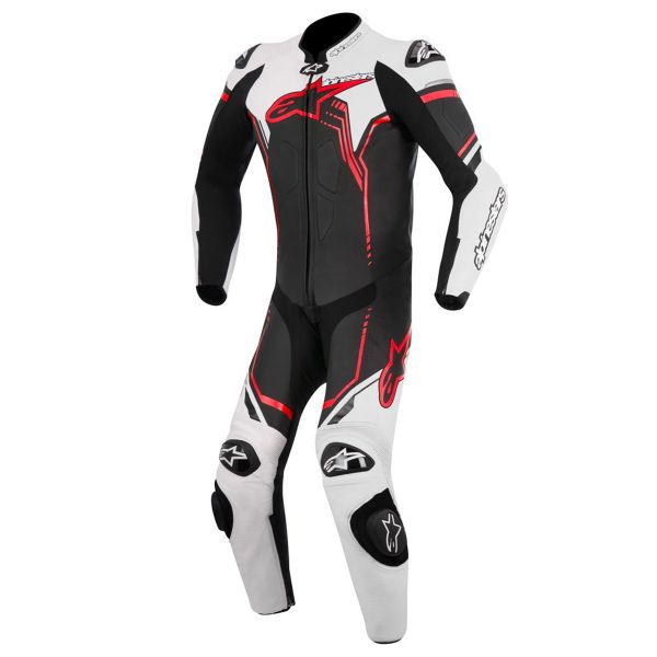 Tute Moto in pelle Alpinestars Young GP Plus Black White Red Fluo