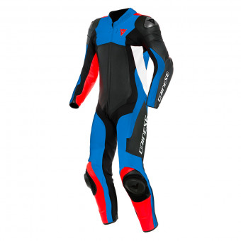 Tute Moto in pelle Dainese Assen 2 1PC Perf Black Light Blue Fluo Red