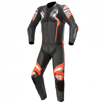 Tute Moto in pelle Alpinestars Atem V4 Suit 2 PC Black Mid Gray Red Fluo
