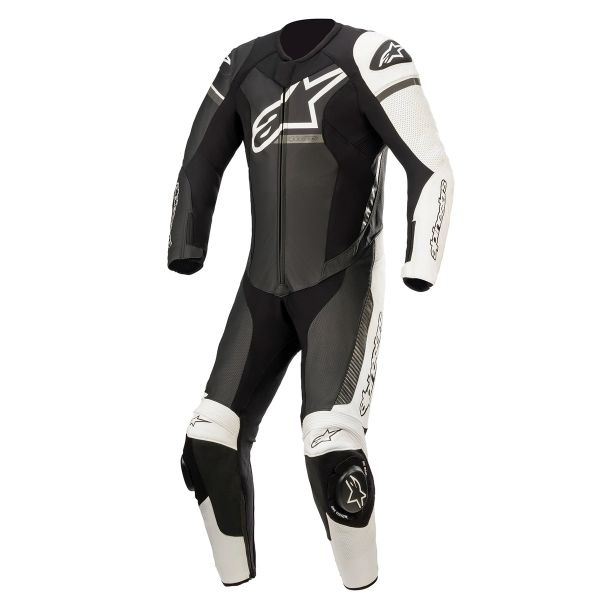Tute Moto in pelle Alpinestars GP Force Phantom Black White Metallic Gray