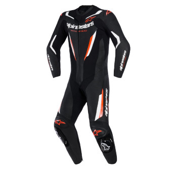 Tute Moto in pelle Alpinestars GP Force V2 Leather Suit 1PC Black White Red Fluo