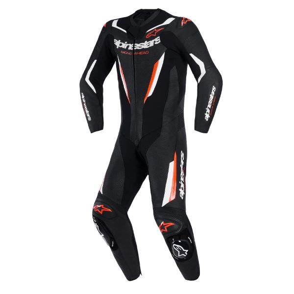Tute Moto in pelle Alpinestars GP Force V2 Leather Suit 1PC Black White Red Fluo