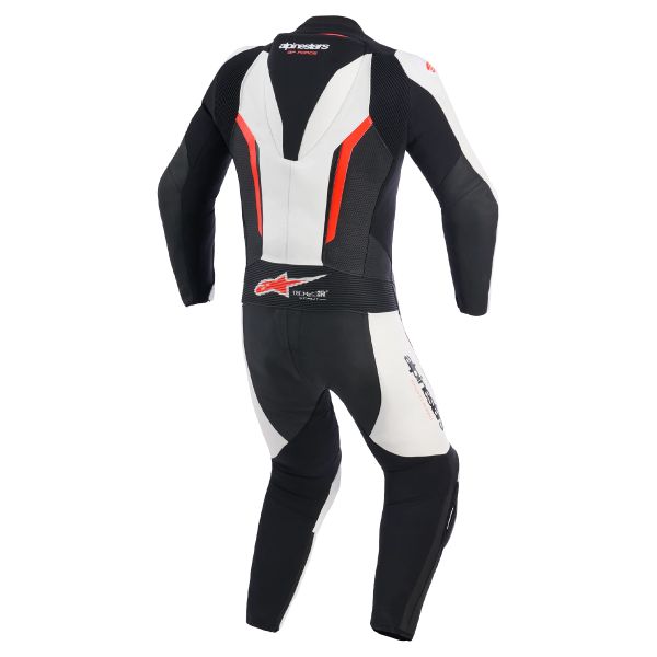 Alpinestars GP Force V2 Leather Suit 1PC White Black Red Fluo