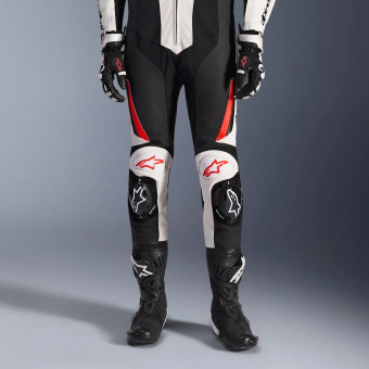 Alpinestars GP Force V2 Leather Suit 1PC White Black Red Fluo