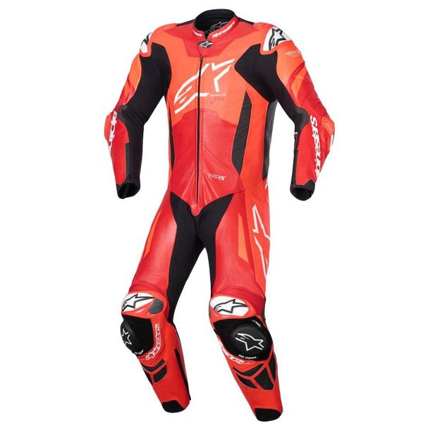 Tute Moto in pelle Alpinestars GP Plus V4 Sprint 1PC Rosso Fluo Medio Rosso Bianco