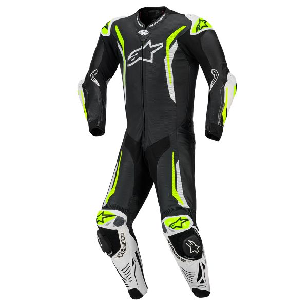 Tute Moto in pelle Alpinestars GP Tech V5 1 PC Leather Suit Black White Yellow Fluo