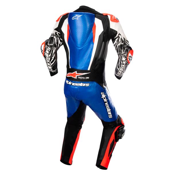 Alpinestars Racing Absolute V2 1PC Blu metallizzato Nero Bianco Rosso Fluo