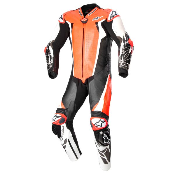 Tute Moto in pelle Alpinestars Racing Absolute V2 1PC Rosso Fluo Bianco Nero Tute Moto in pelle Alpinestars Racing Absolute V2 1PC Rosso Fluo Bianco Nero
