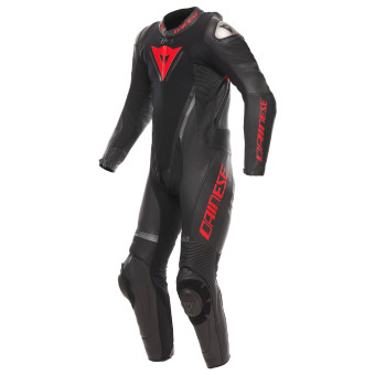 Tute Moto in pelle Dainese Demon Sprint 1PC Pelle Nero Nero Rosso Lava