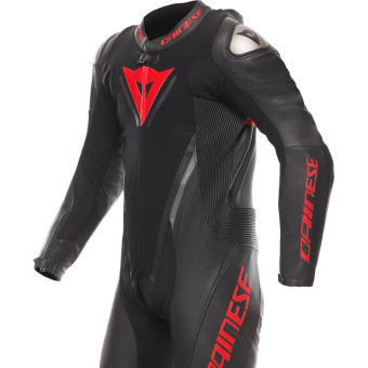 Dainese Demon Sprint 1PC Pelle Nero Nero Rosso Lava