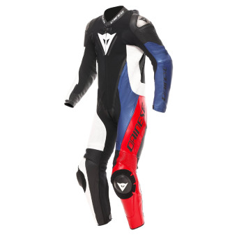 Tute Moto in pelle Dainese Demon Sprint 1PC Pelle Nero Bianco Rosso Lava