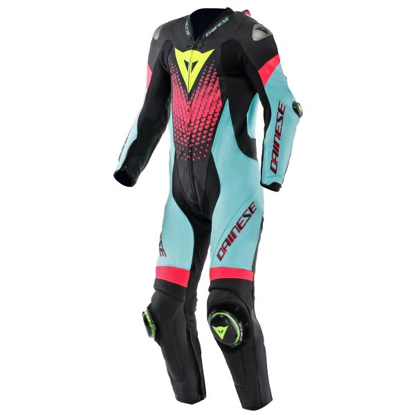 Tute Moto in pelle Dainese Laguna Seca 6 Perf 1PC Leather Black Water Fuxia