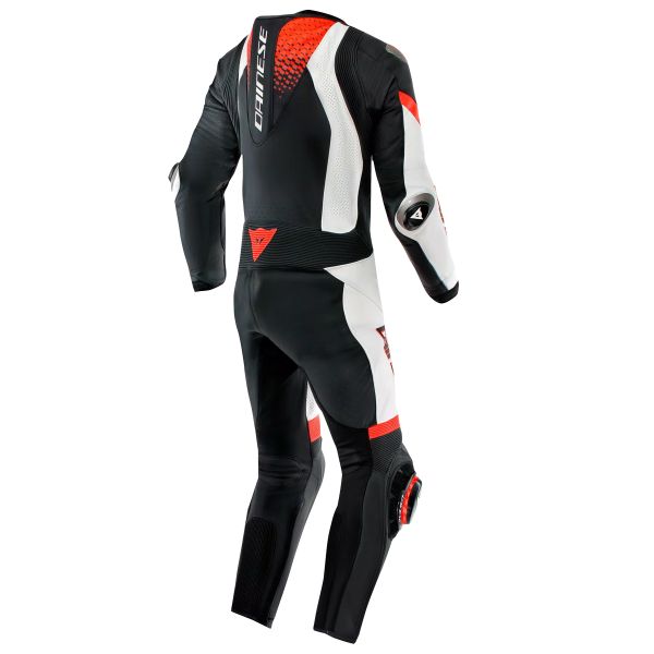 Dainese Laguna Seca 6 Perf 1PC Leather Black White Red Fluo