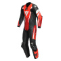 Tute Moto in pelle Dainese Misano 3 Perf. D-Air 1PC Black Red Fluo Red