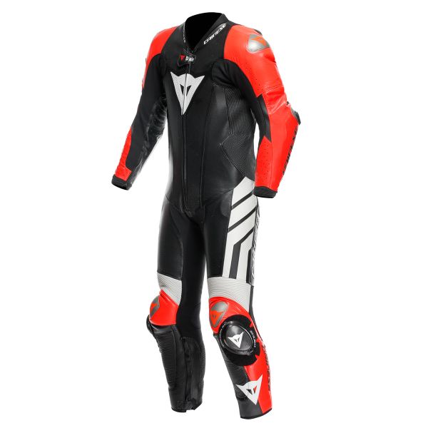 Tute Moto in pelle Dainese Mugello 3 Perf. D-Air 1PC Black Fluo Red White