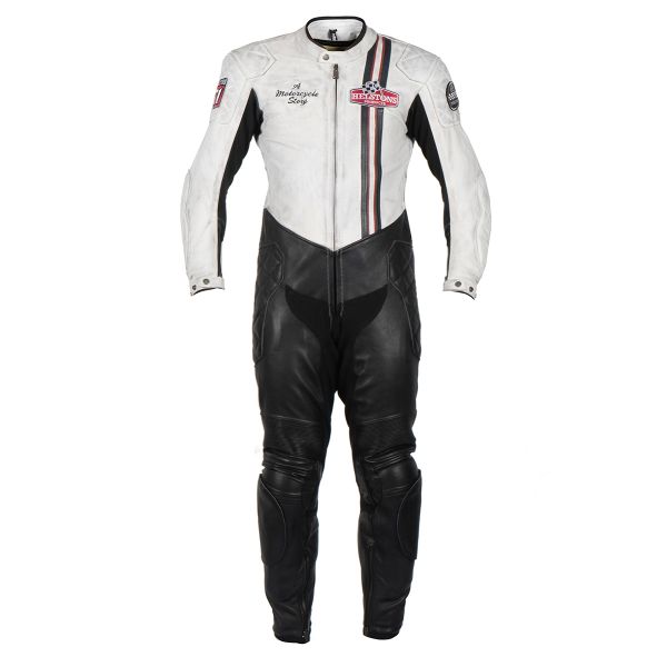 Tute Moto in pelle Helstons Stirling Suit Black White