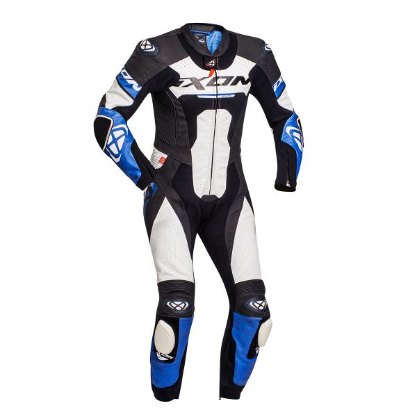 Tute Moto in pelle Ixon Jackal Black White Blue