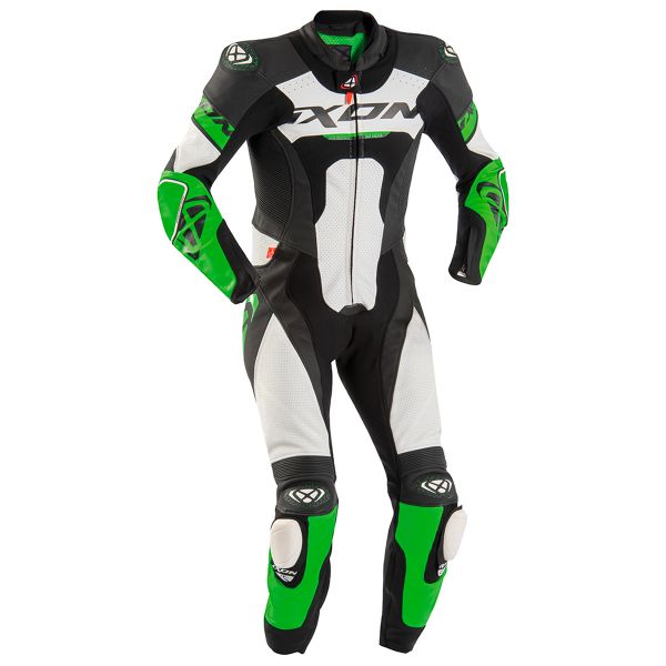 Tute Moto in pelle Ixon Jackal Black White Green
