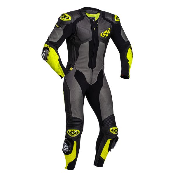 Tute Moto in pelle Ixon Vendetta Evo Black Anthracite Yellow