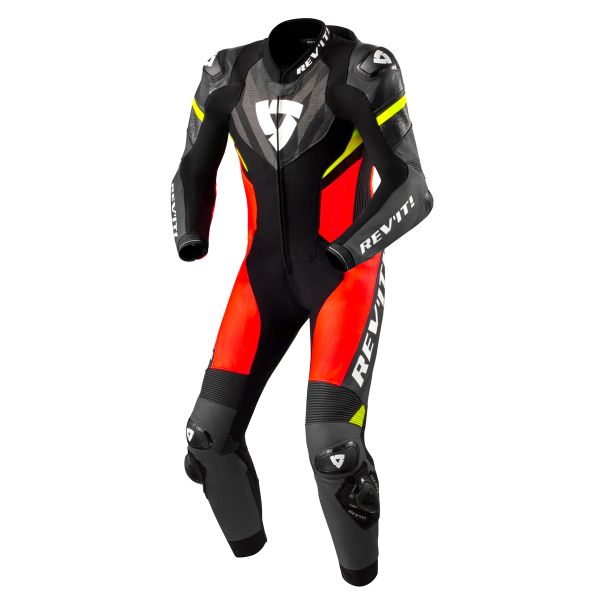 Tute Moto in pelle REV'IT Hyperspeed 2 Nero Rosso Neon