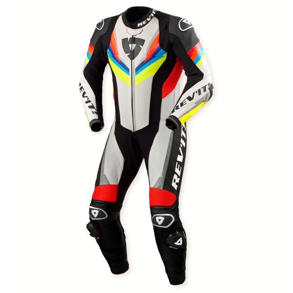 Tute Moto in pelle REV'IT One Piece Quantum 3 Light Grey Neon Yellow