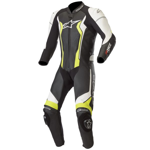 Tute Moto in pelle Alpinestars GP Force Black White Yellow Fluo
