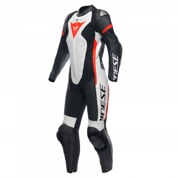 Tute Moto in pelle Dainese Grobnik Lady Leather 1PC Black White Fluo Red